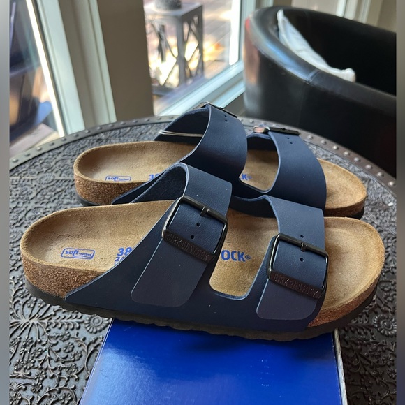 BIRKENSTOCK ARIZONA SOFT FOOTBED SANDALS IN BLUE 38 EU (7 US) narrow fit - Picture 7 of 12